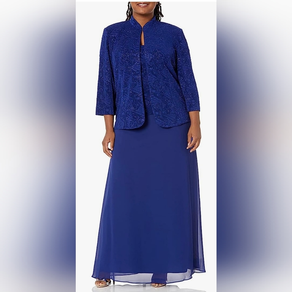 Alex Evenings Womens Gown and Mandarin Jacket Set Size 18W (83)